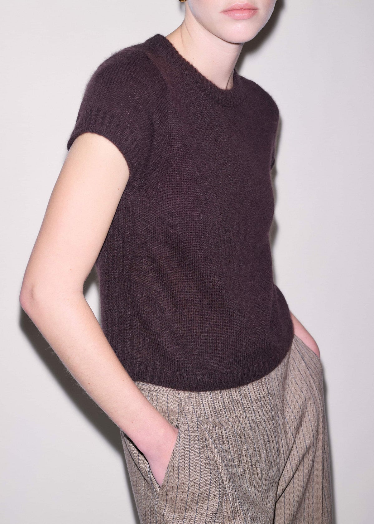 Brown Merino Cashmere Silk Straight Baby Tee | ME+EM