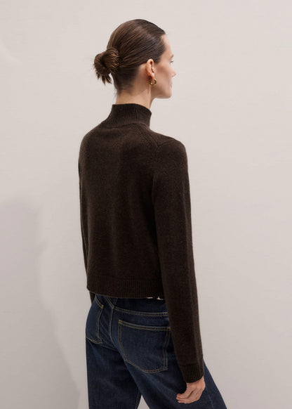Brown Cashmere High Neck Crop Jumper | ME+EM