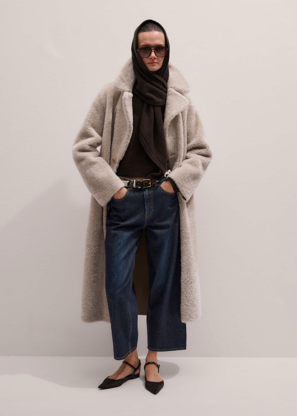 Brown Cashmere High Neck Crop Jumper | ME+EM