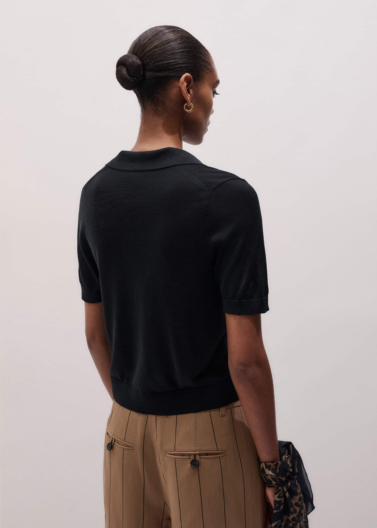 Black Silk Slim Knit Polo Tee | ME+EM