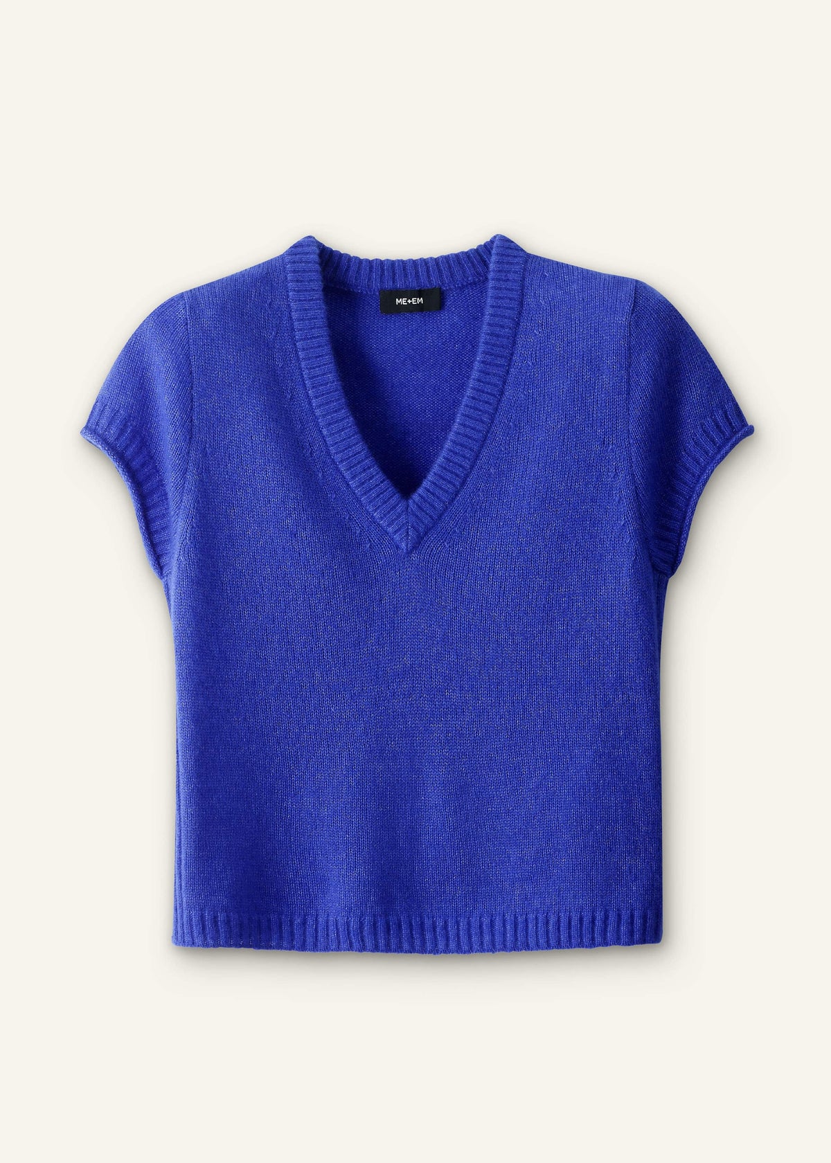 Blue Merino Cashmere Silk V-Neck Baby Tee | ME+EM
