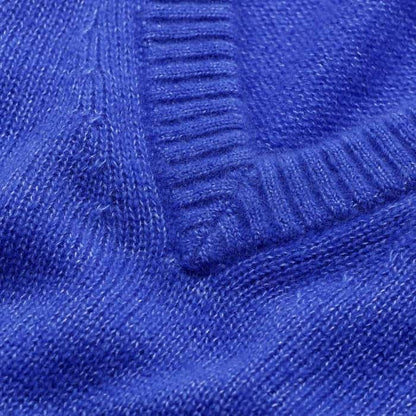 Blue Merino Cashmere Silk V-Neck Baby Tee | ME+EM