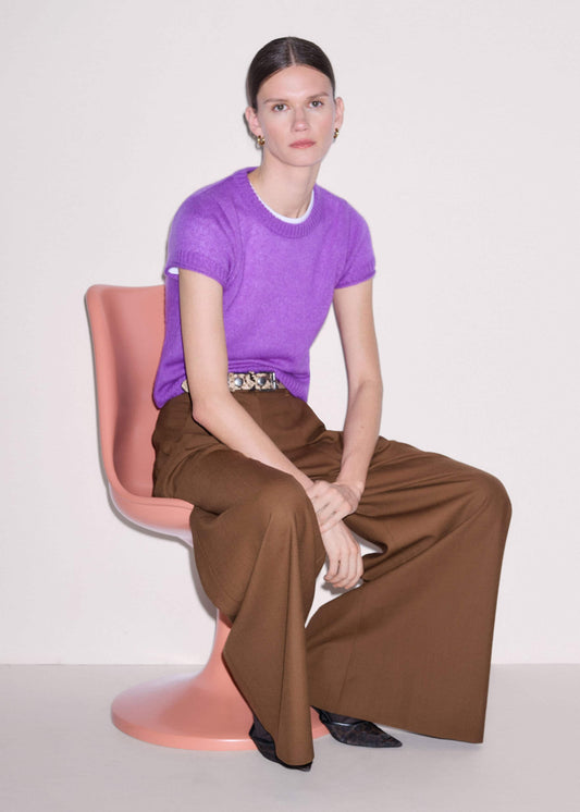 Purple Merino Cashmere Silk Straight Baby Tee | ME+EM