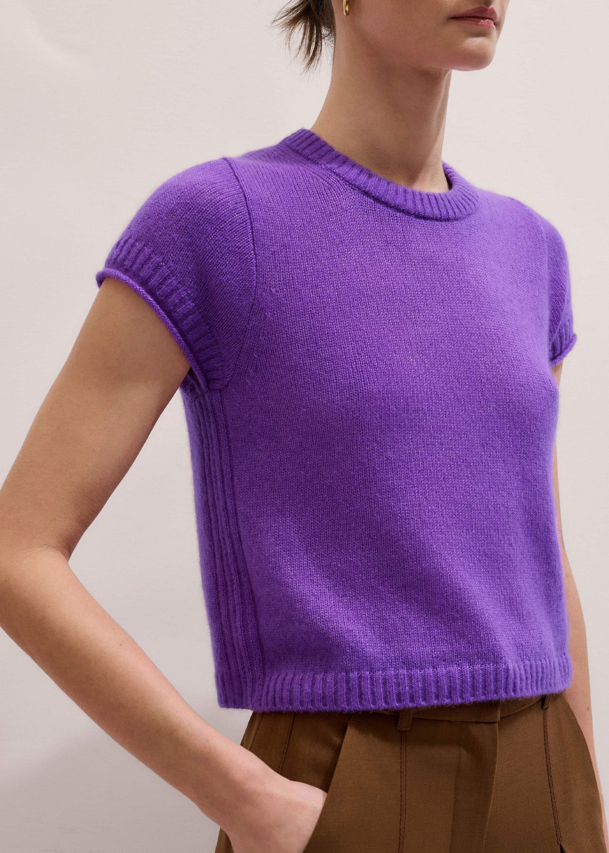 Purple Merino Cashmere Silk Straight Baby Tee | ME+EM
