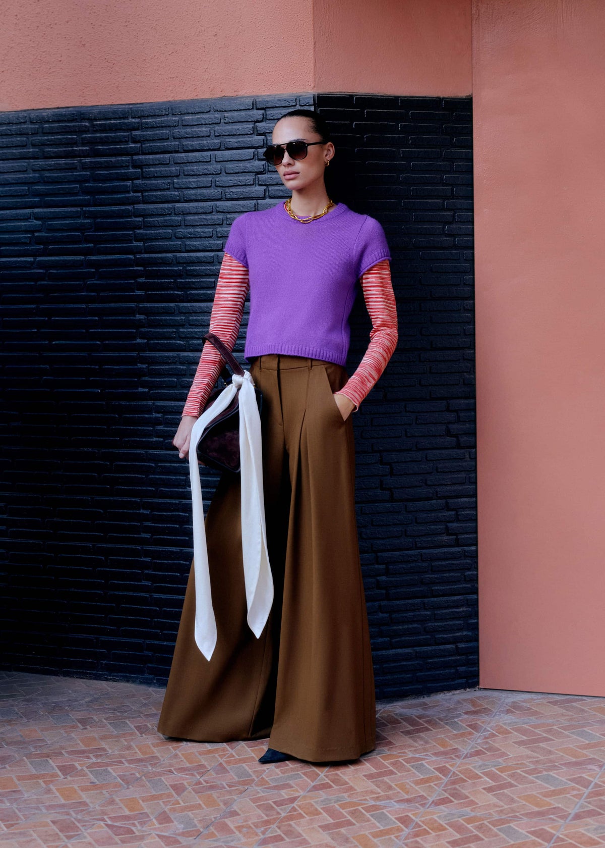Purple Merino Cashmere Silk Straight Baby Tee | ME+EM