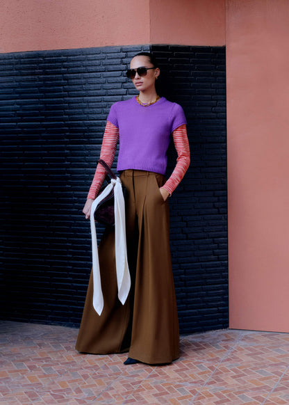 Purple Merino Cashmere Silk Straight Baby Tee | ME+EM