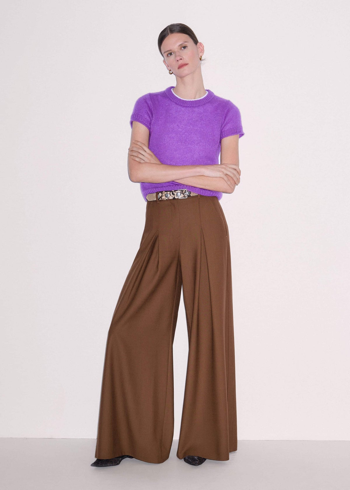 Purple Merino Cashmere Silk Straight Baby Tee | ME+EM