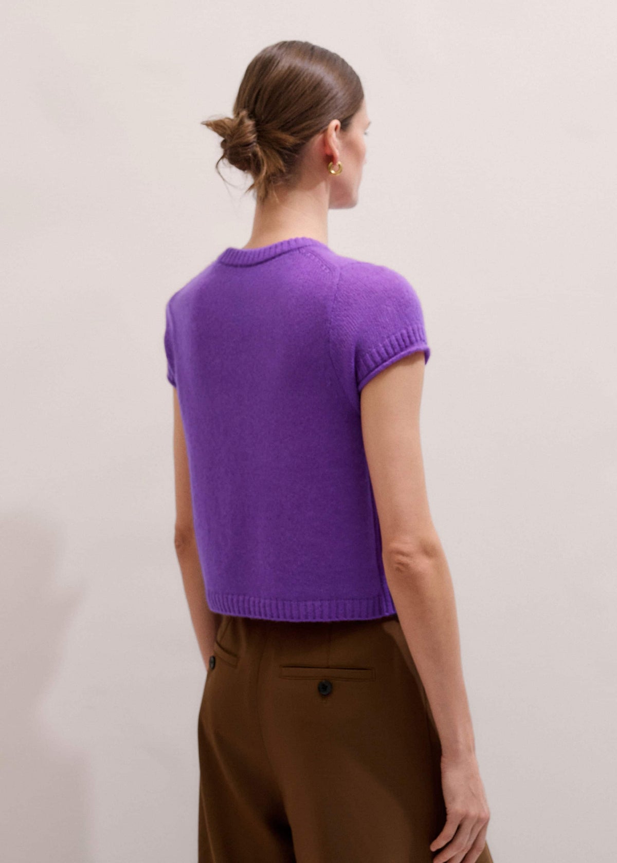 Purple Merino Cashmere Silk Straight Baby Tee | ME+EM