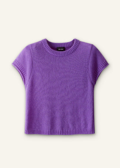 Purple Merino Cashmere Silk Straight Baby Tee | ME+EM