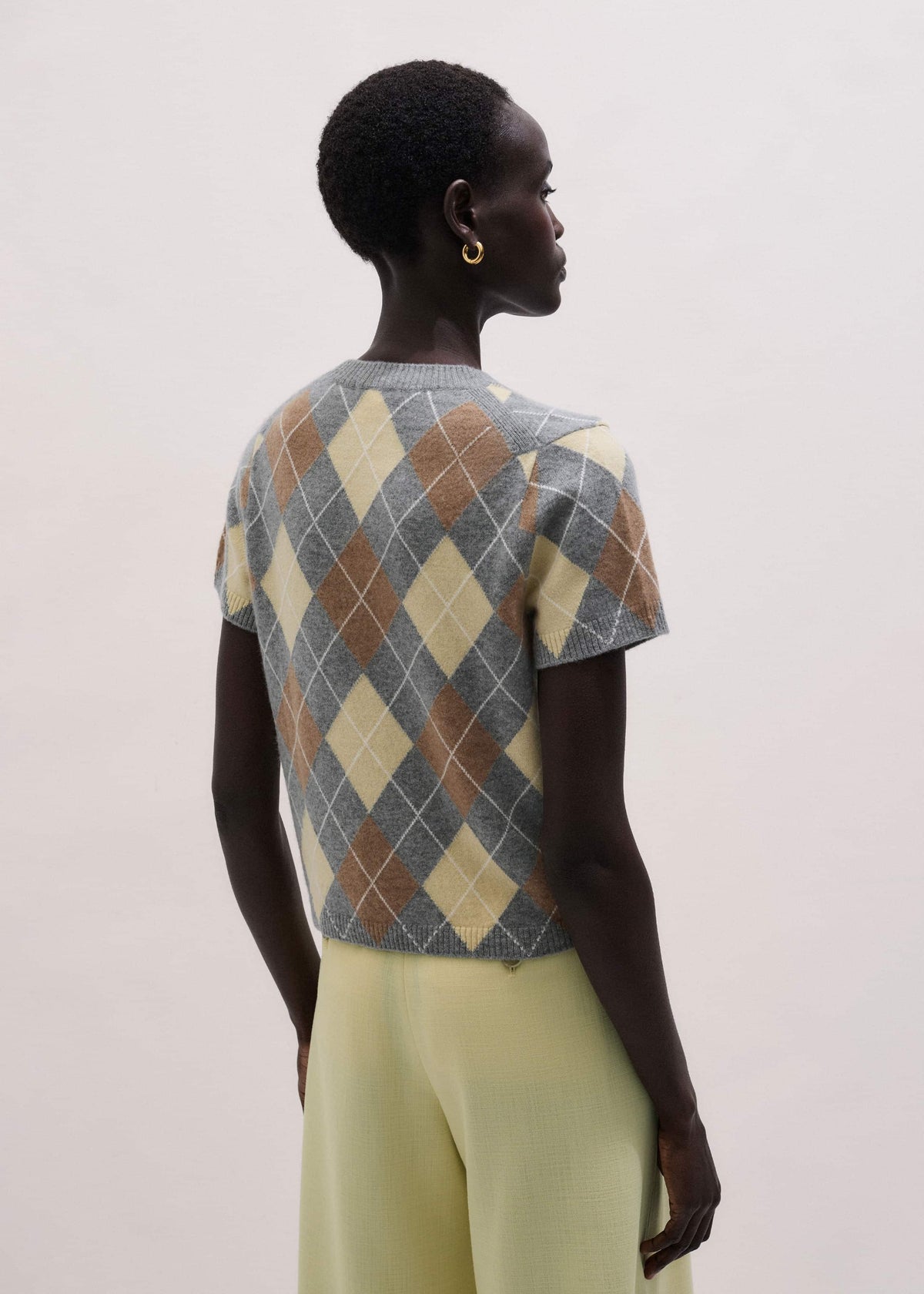 Yellow Cashmere Argyle Baby Tee | ME+EM