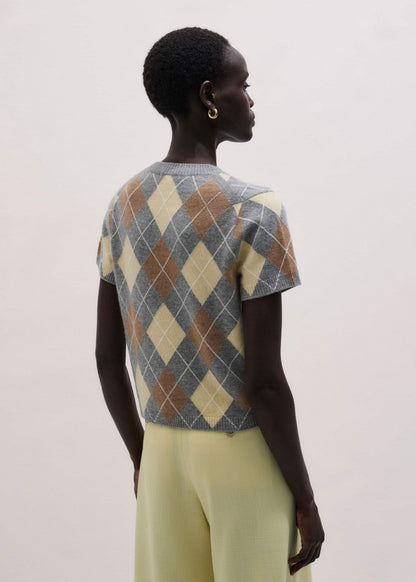Yellow Cashmere Argyle Baby Tee | ME+EM