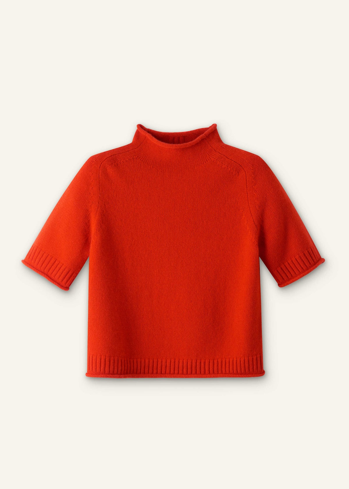Orange Cashmere Roll Trim Knit Tee | ME+EM