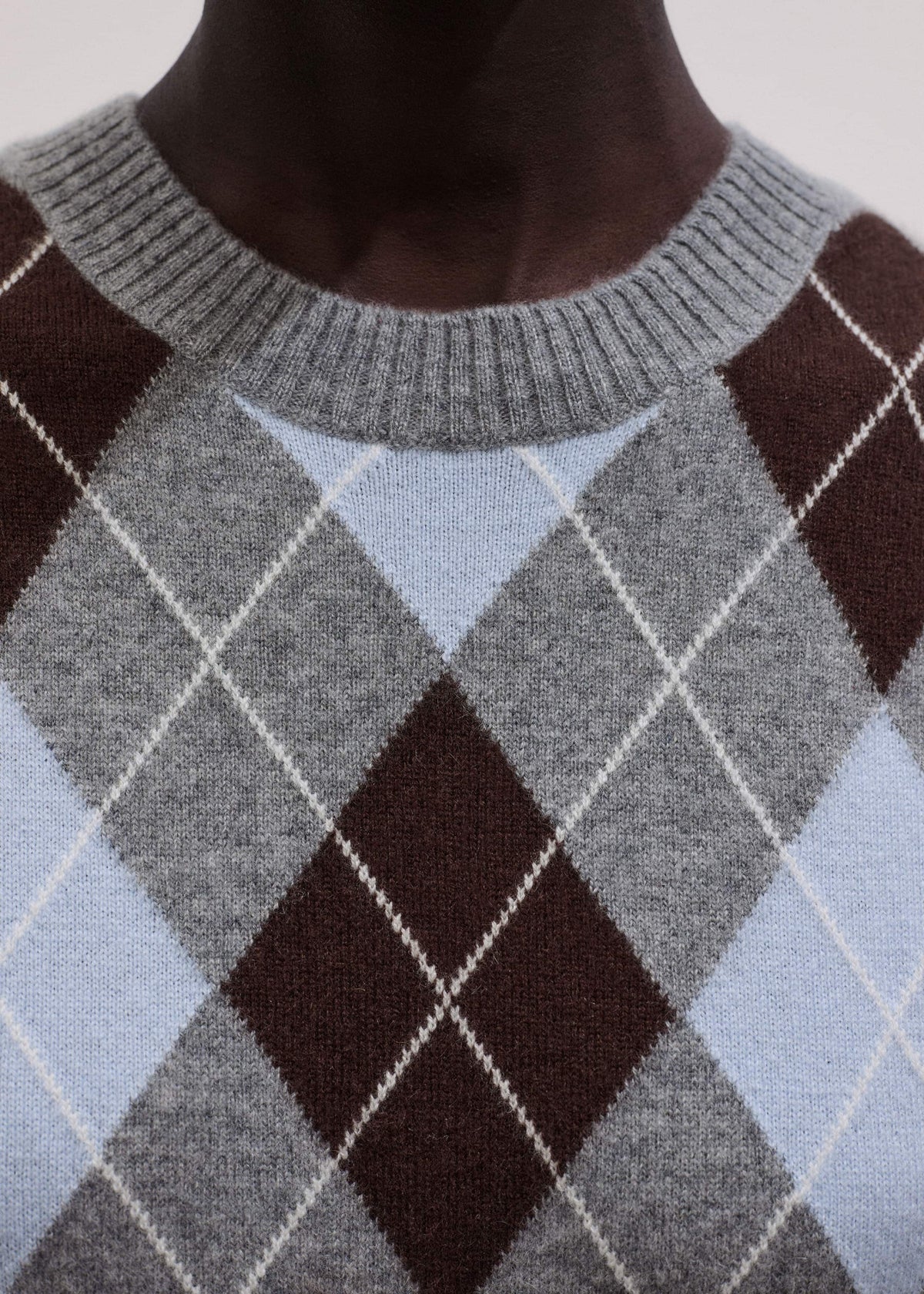 Blue Cashmere Argyle Baby Tee | ME+EM
