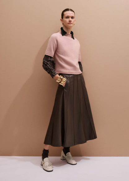 Pink Cashmere Roll Trim Knit Tee | ME+EM