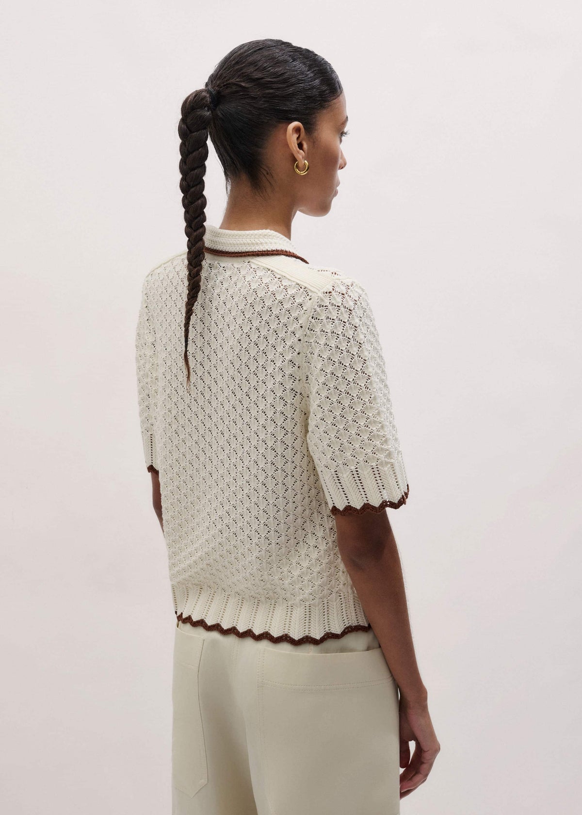 Cream Straight Knit Tee | ME+EM