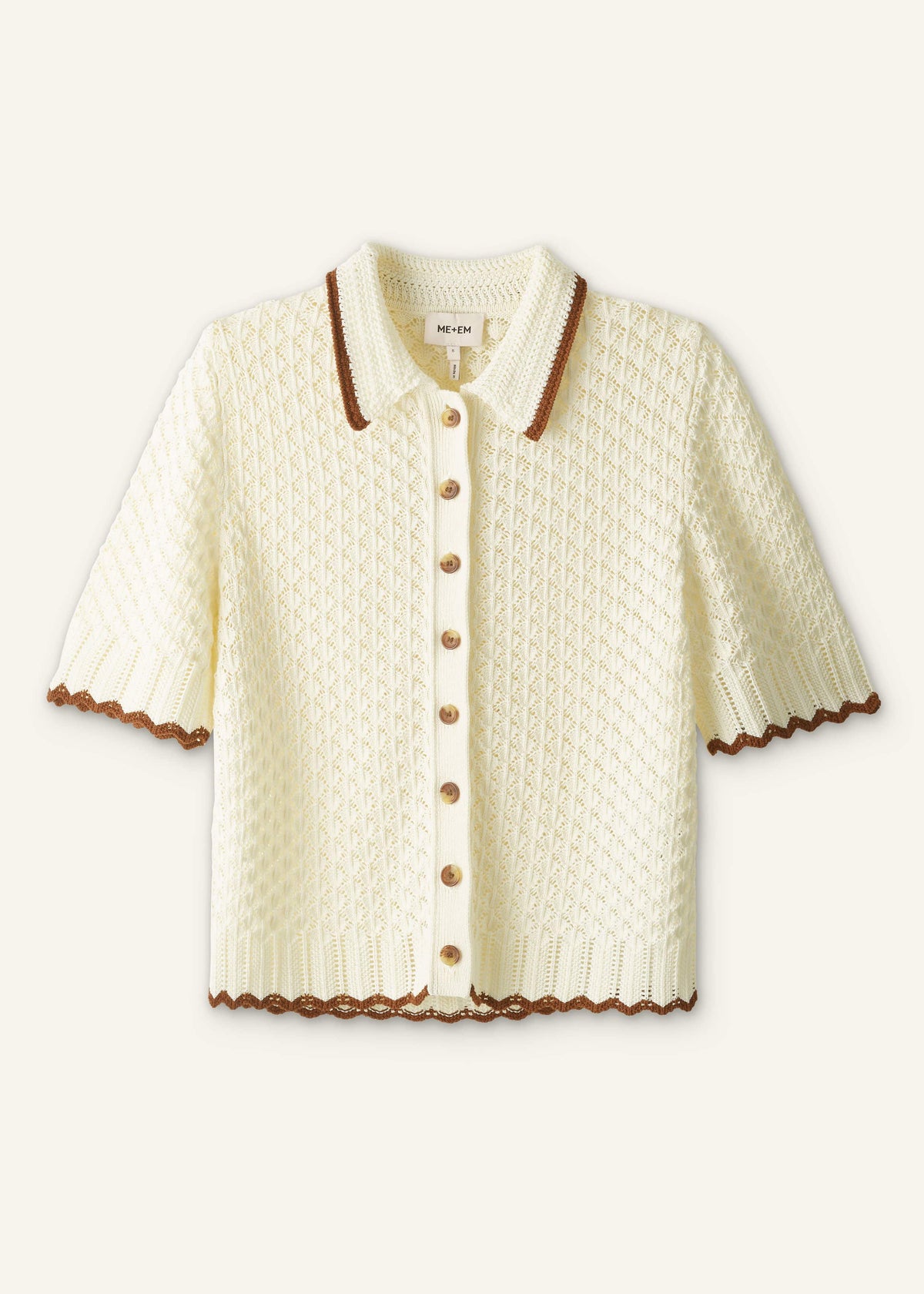 Cream Straight Knit Tee | ME+EM