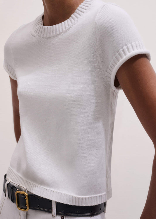 White Shrunken Straight Knit Baby Tee | ME+EM