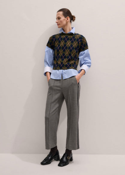 Olive Green Cashmere Argyle Knit Baby Tee | ME+EM