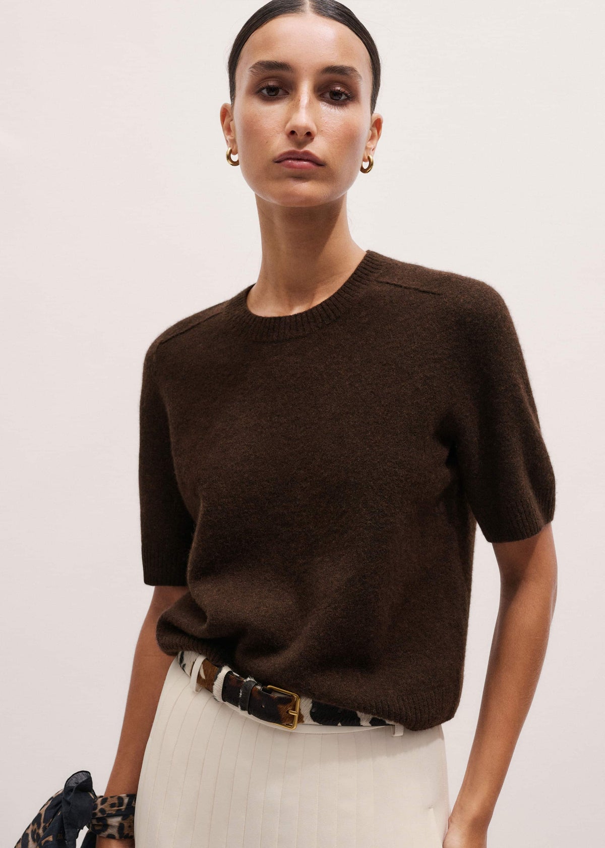 Brown Felted Knit Tee | ME+EM