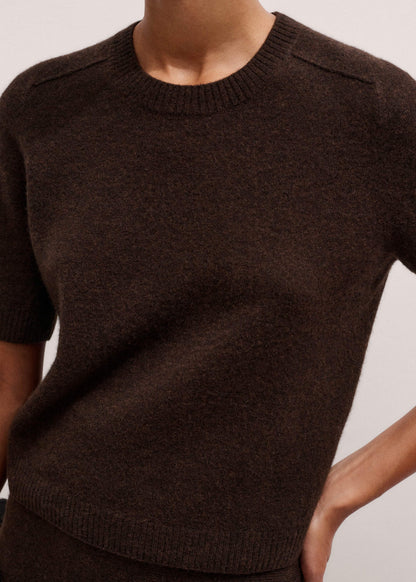 Brown Felted Knit Tee | ME+EM