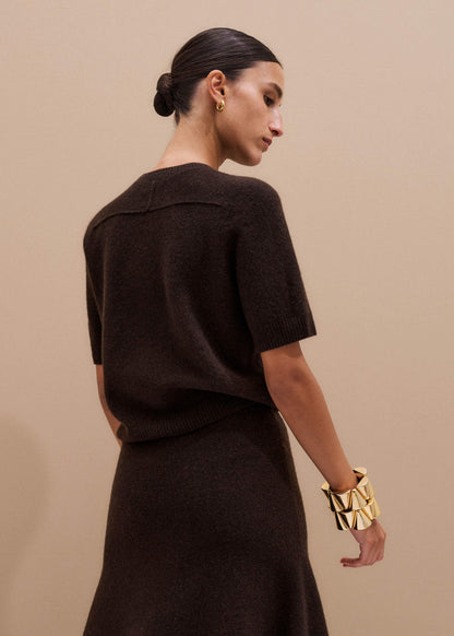 Brown Felted Knit Tee | ME+EM