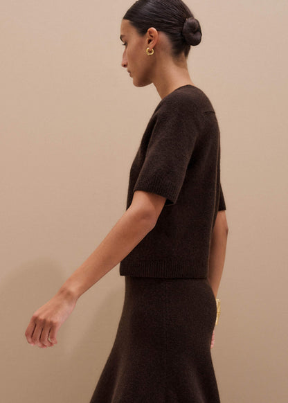 Brown Felted Knit Tee | ME+EM
