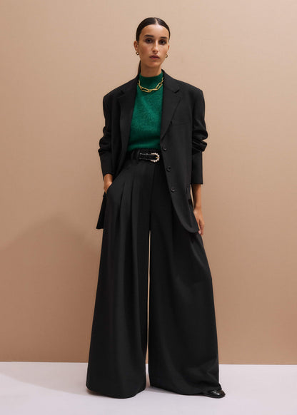 Green Brushed Cashmere High Neck Slim Sweater Vest | ME+EM