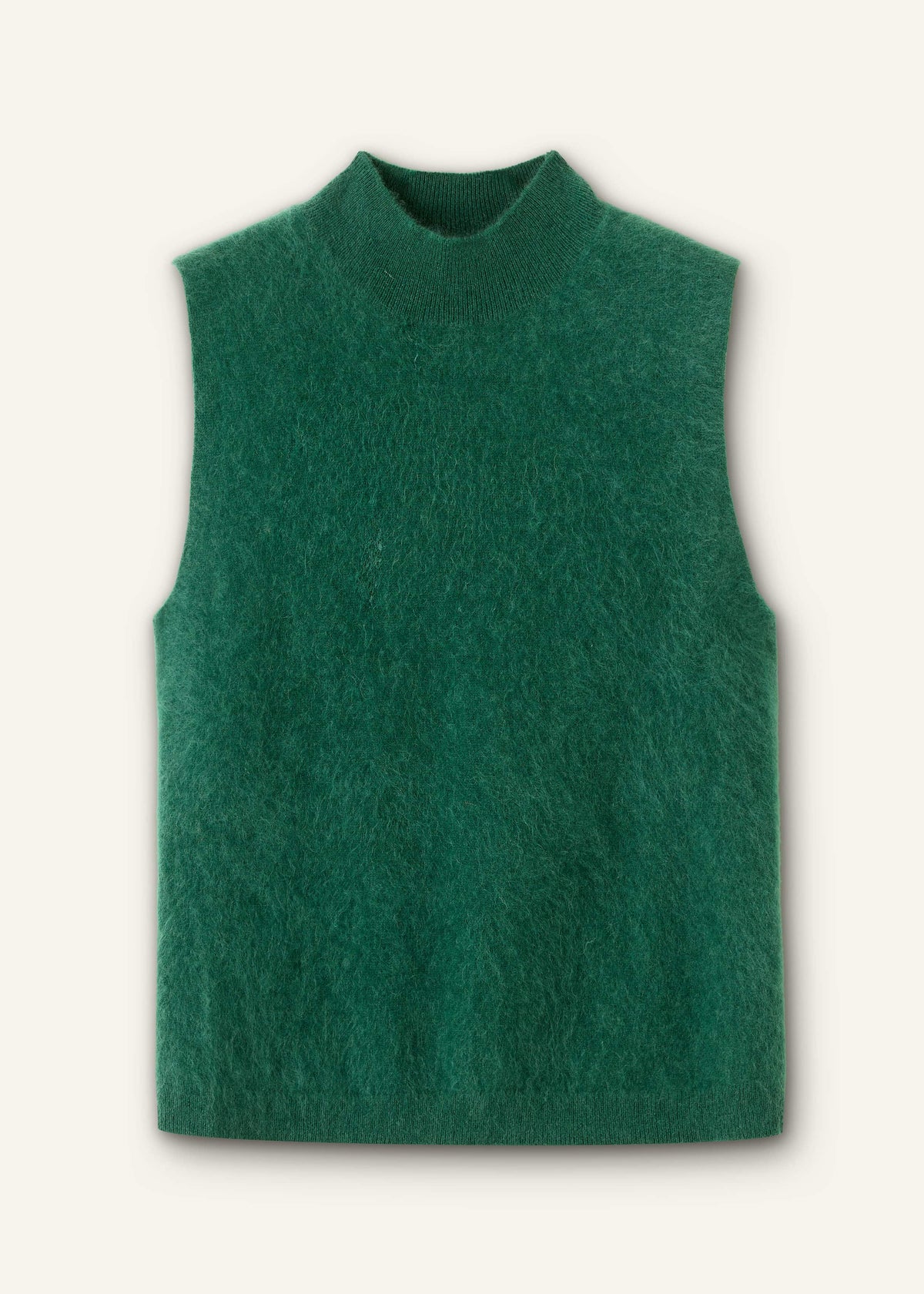 Green Brushed Cashmere High Neck Slim Sweater Vest | ME+EM