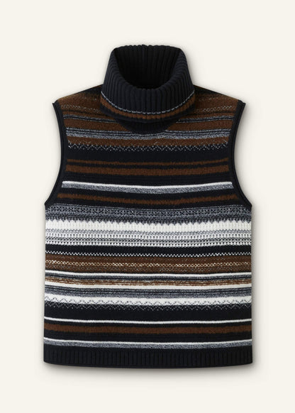 Black Textured Stitch Straight Sweater Vest + Snood | ME+EM