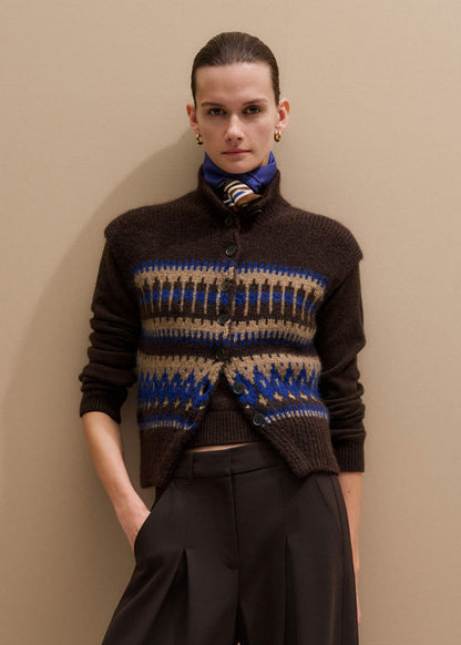 Brown Button-Through Relaxed Jacquard Vest | ME+EM
