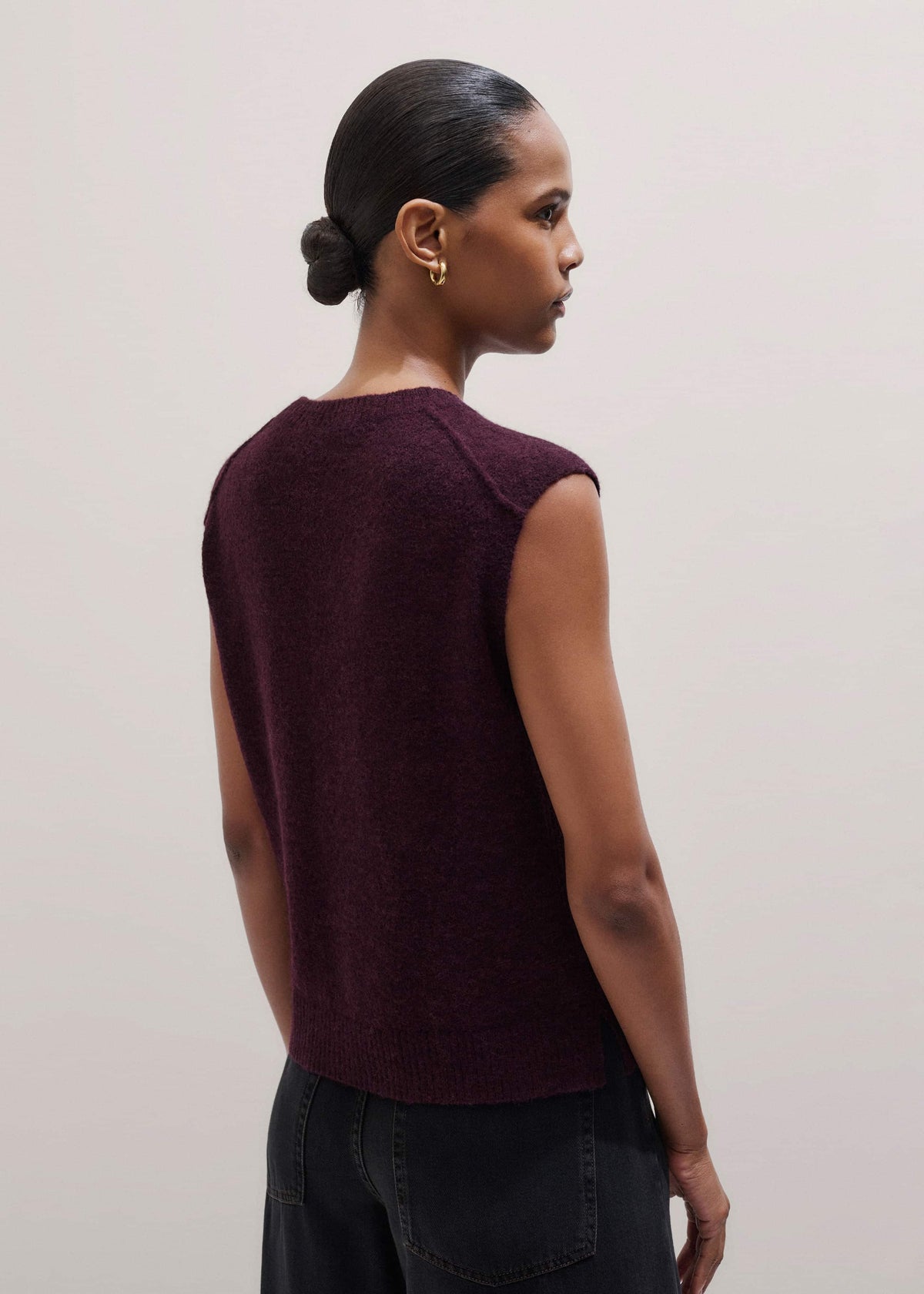 Red Crew Neck Straight Sweater Vest | ME+EM