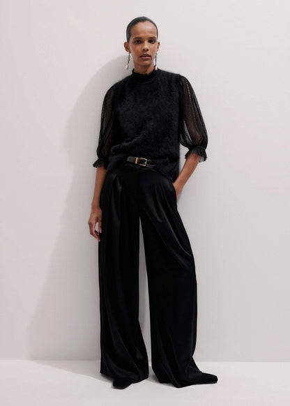 Black Brushed Cashmere Straight Sweater Vest | ME+EM