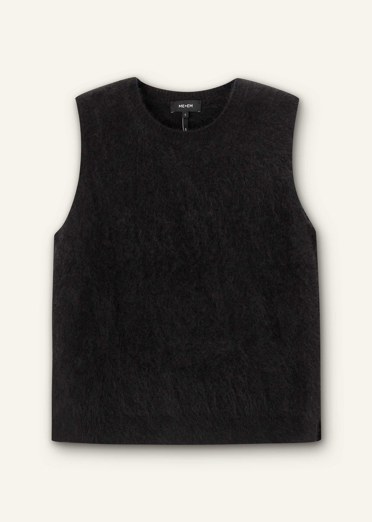Black Brushed Cashmere Straight Sweater Vest | ME+EM
