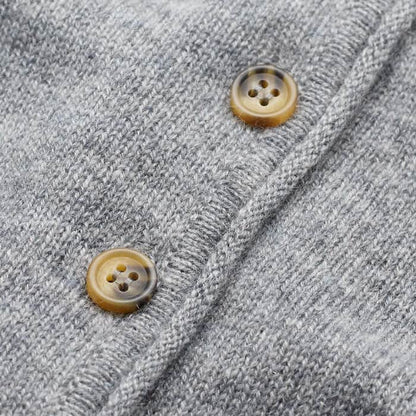 Gray Cashmere Roll Trim Straight Cardigan | ME+EM