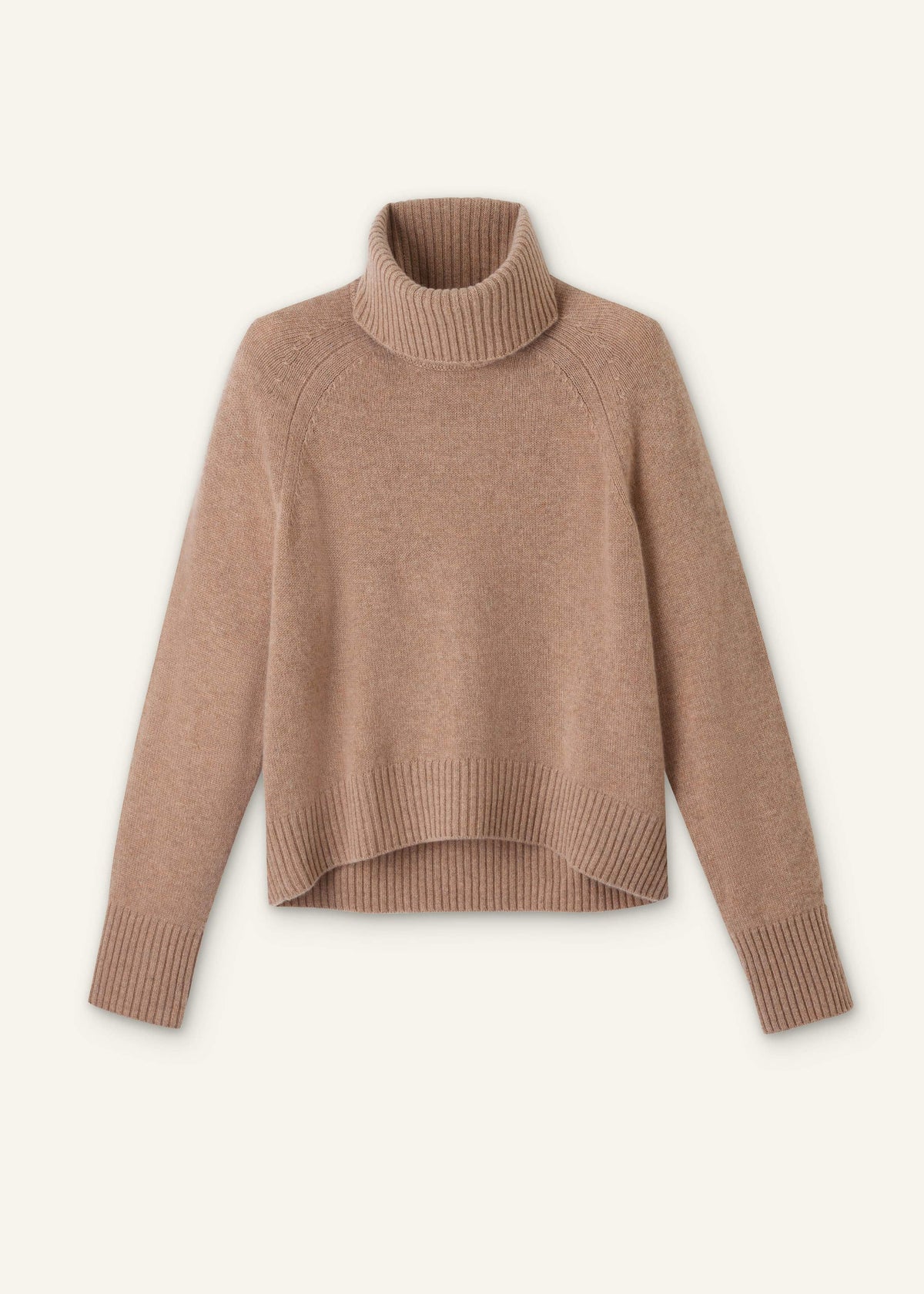 Brown Cashmere Curved Hem Raglan Sweater + Snood | ME+EM