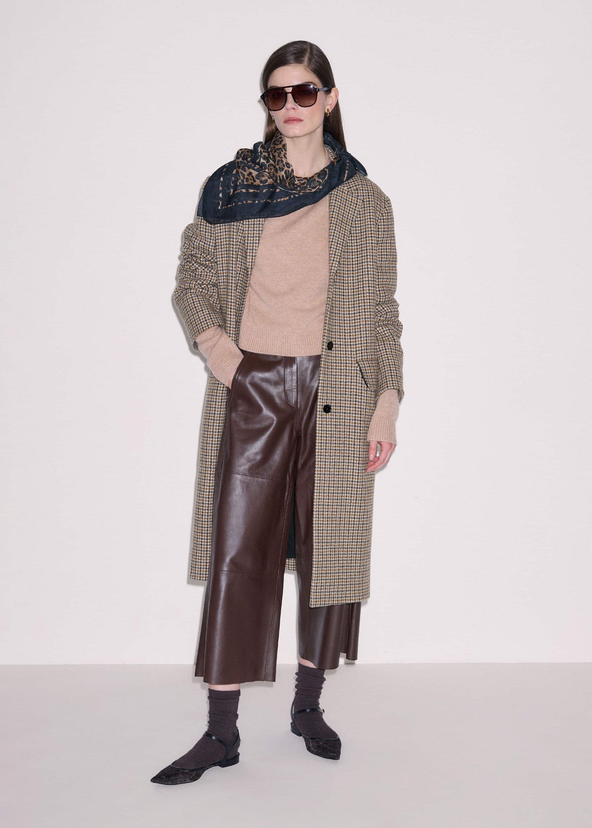 Camel Brown Cashmere Relaxed Crop Sweater | ME+EM