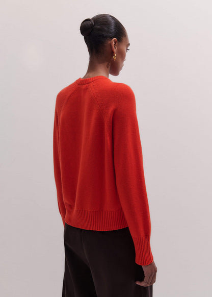 Red Cashmere Curved Hem Raglan Sweater + Snood | ME+EM