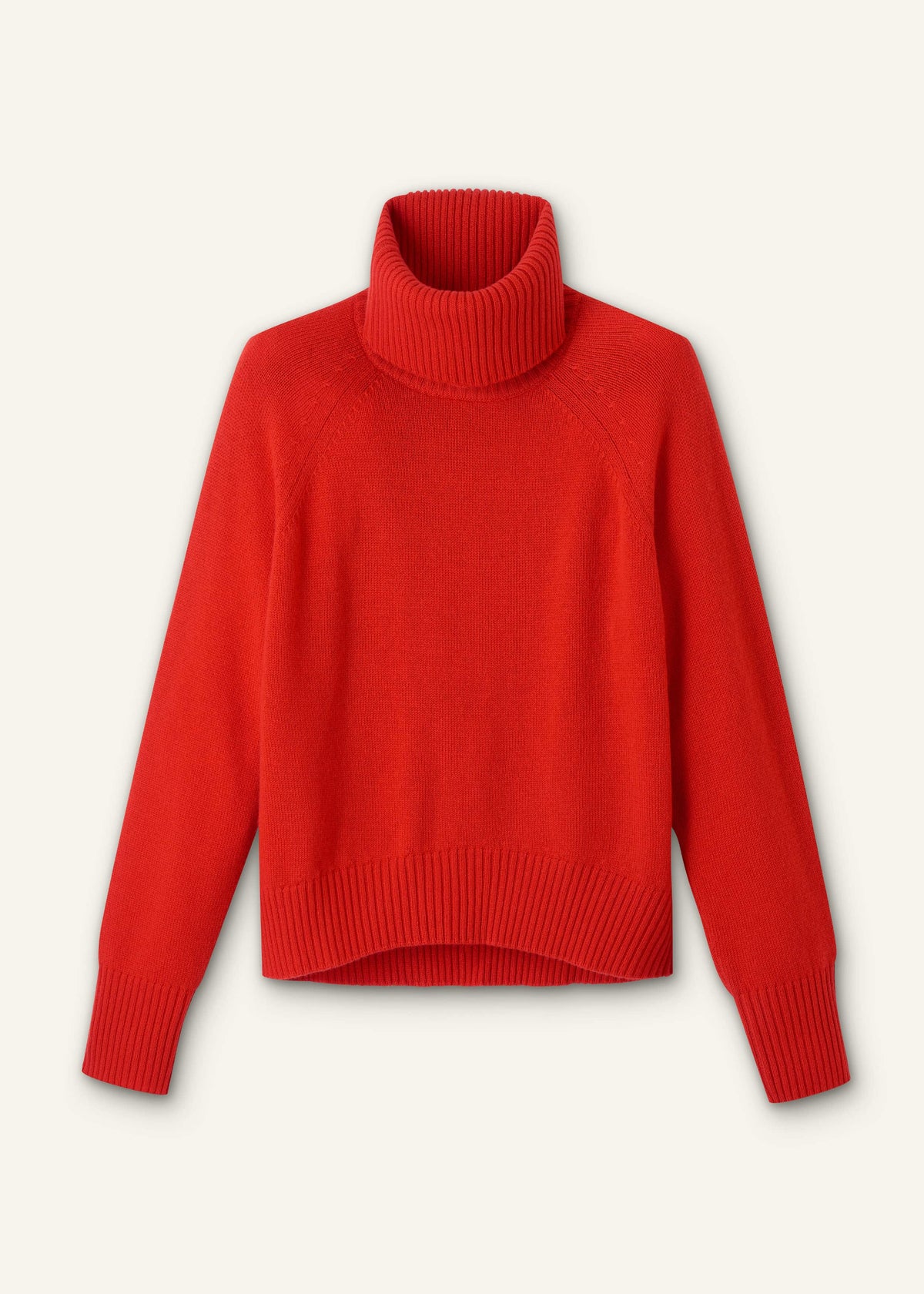 Red Cashmere Curved Hem Raglan Sweater + Snood | ME+EM