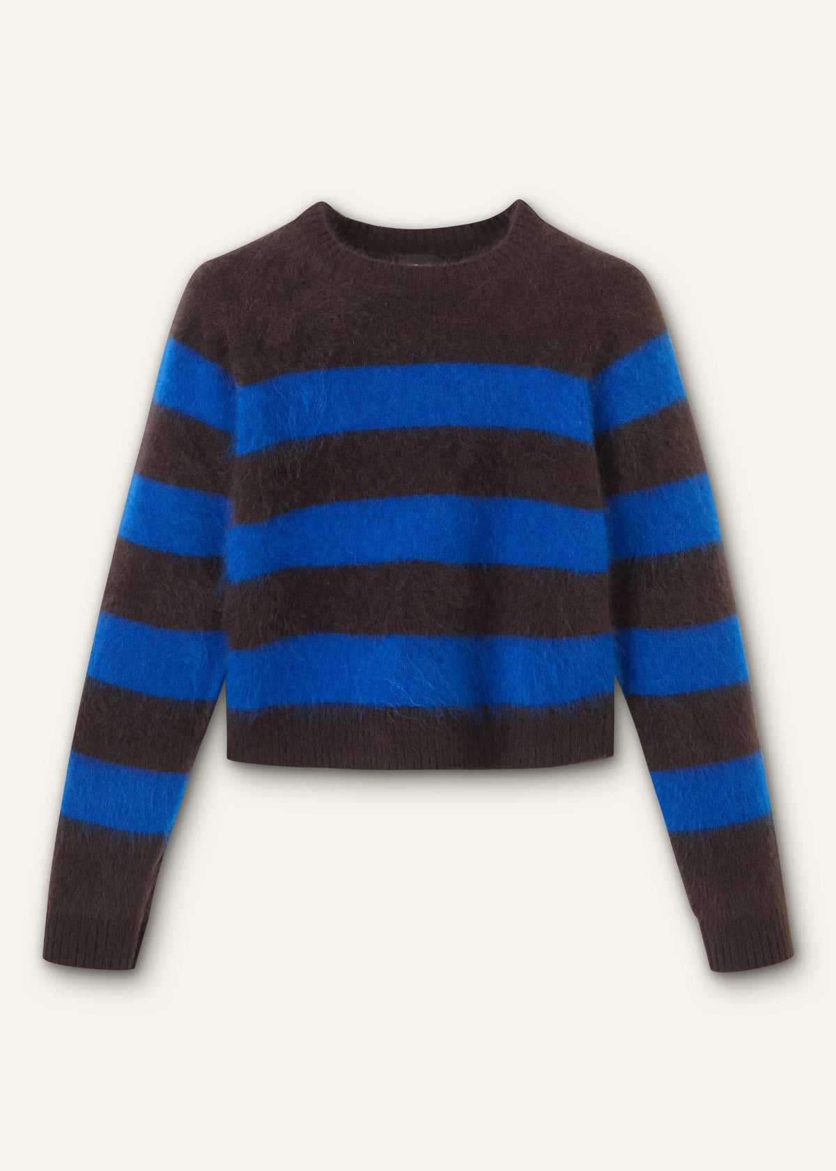 Brown Brushed Cashmere Stripe Crop Jumper | ME+EM