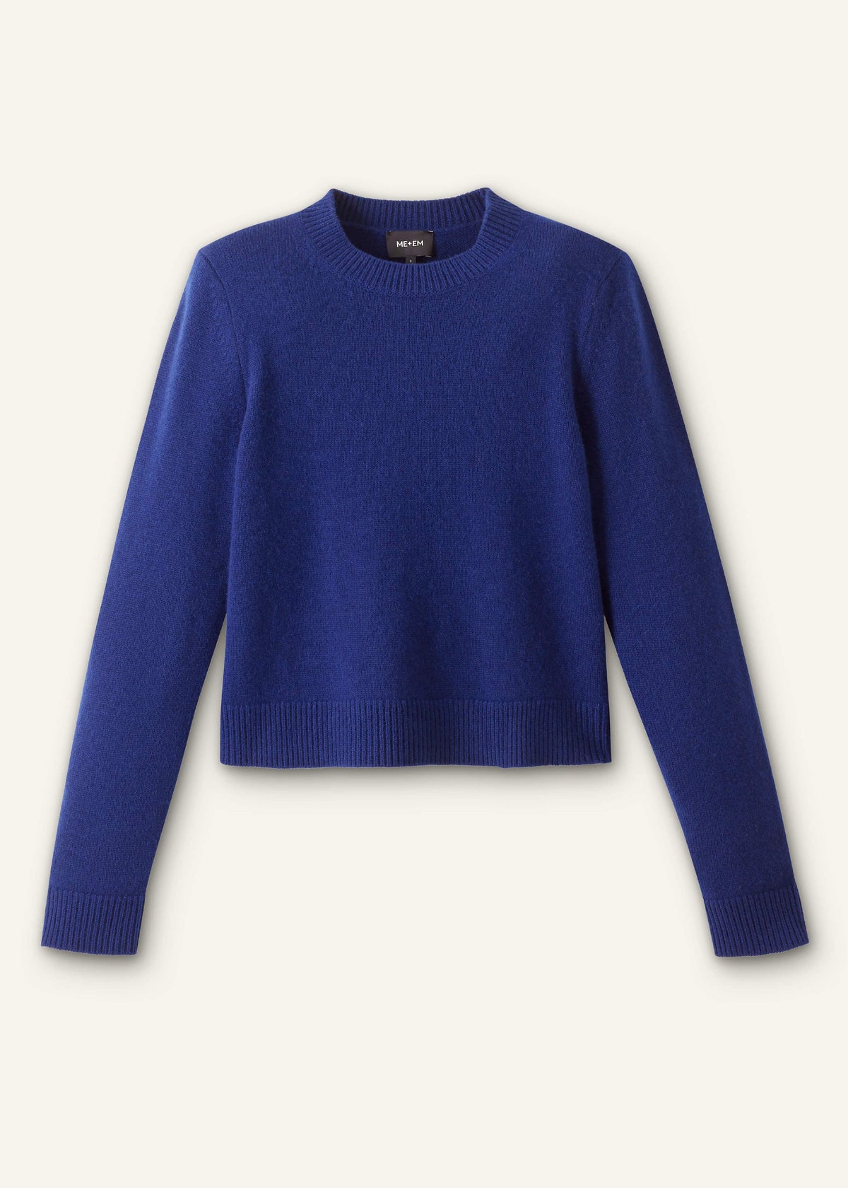 Blue Cashmere Relaxed Crop Sweater | ME+EM