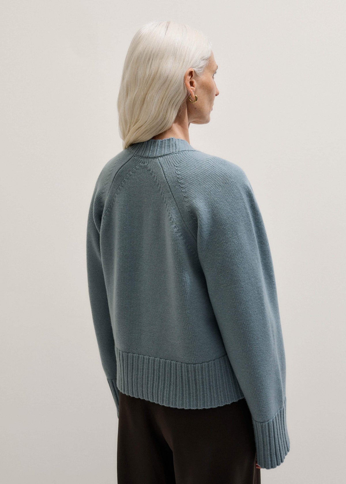 Blue V-Neck Relaxed Raglan Cardigan | ME+EM