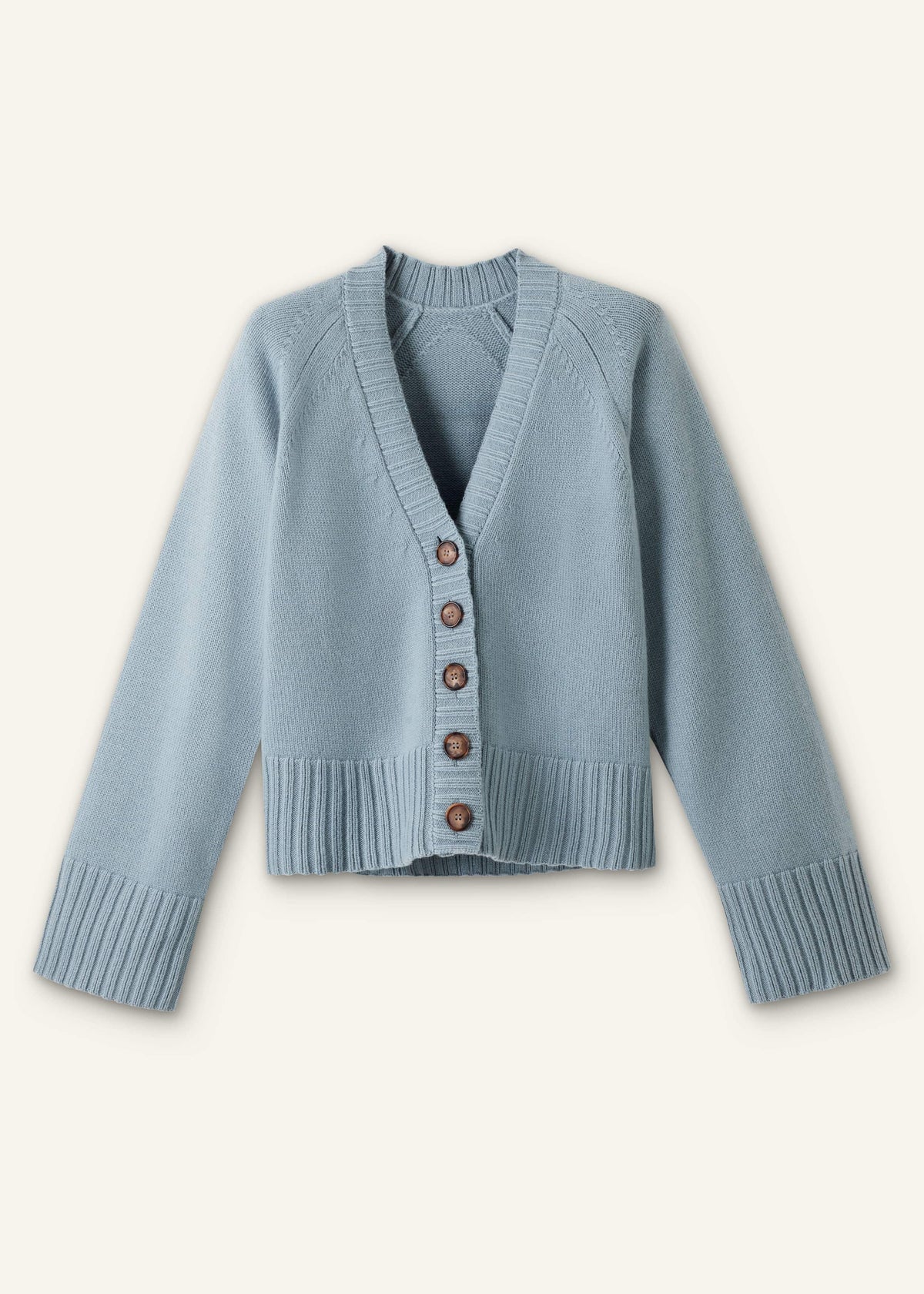 Blue V-Neck Relaxed Raglan Cardigan | ME+EM