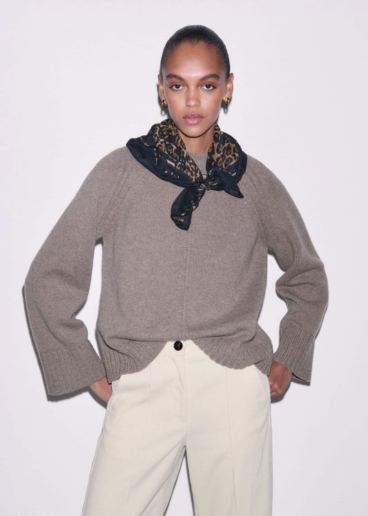 Brown Exposed Seam Raglan Sweater + Snood | ME+EM