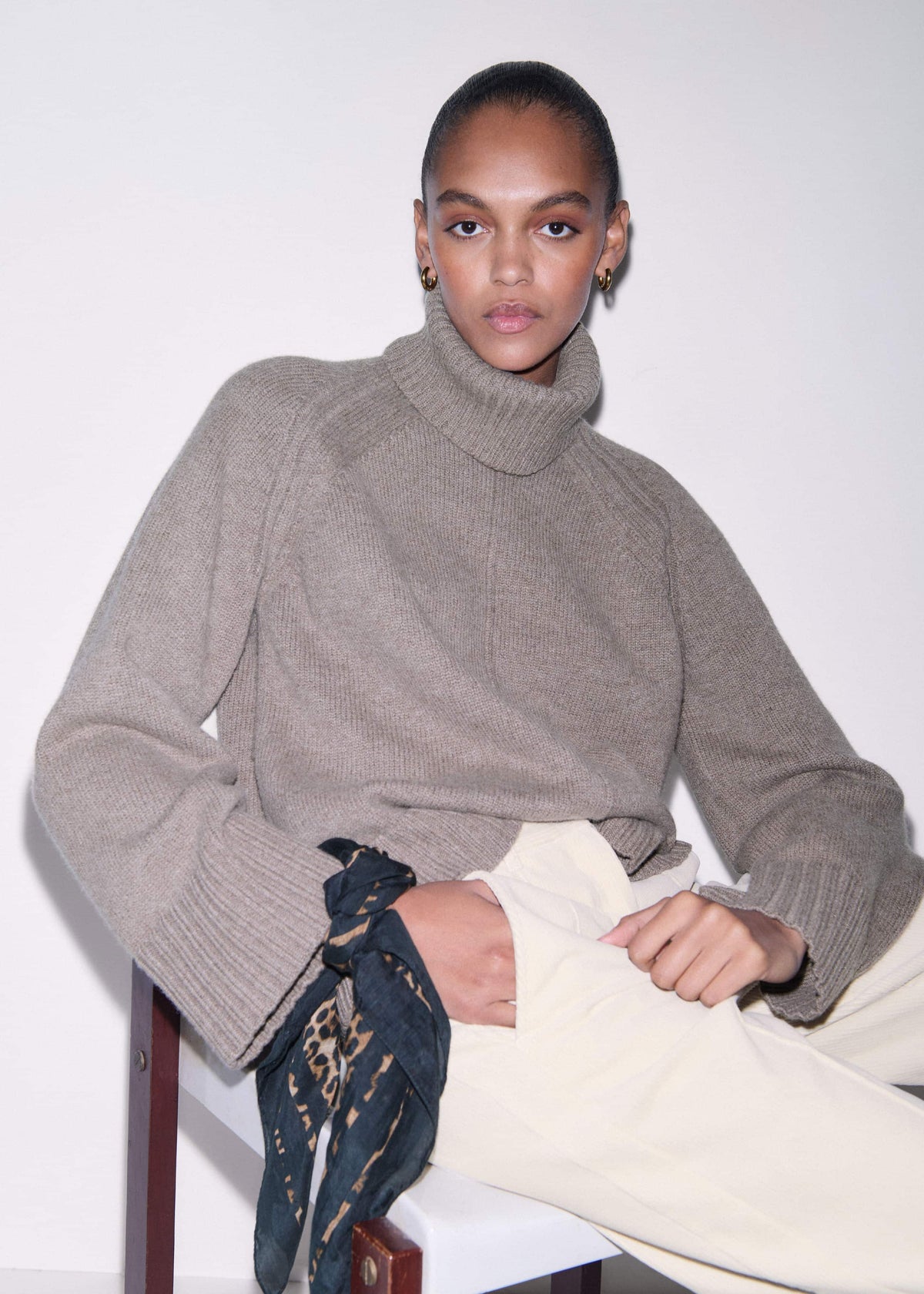 Brown Exposed Seam Raglan Sweater + Snood | ME+EM