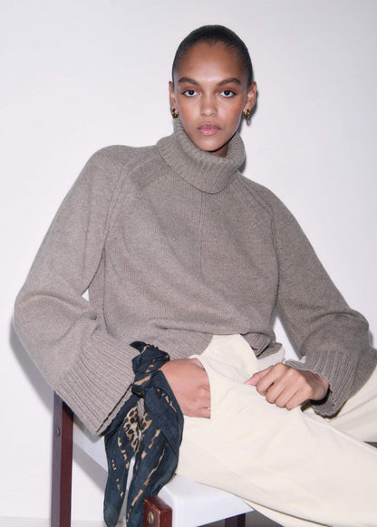 Brown Exposed Seam Raglan Sweater + Snood | ME+EM