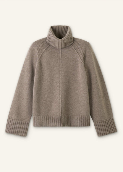 Brown Exposed Seam Raglan Sweater + Snood | ME+EM