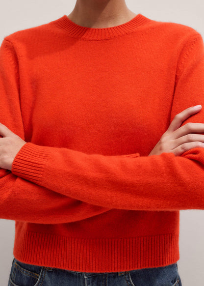 Orange Cashmere Relaxed Crop Sweater | ME+EM