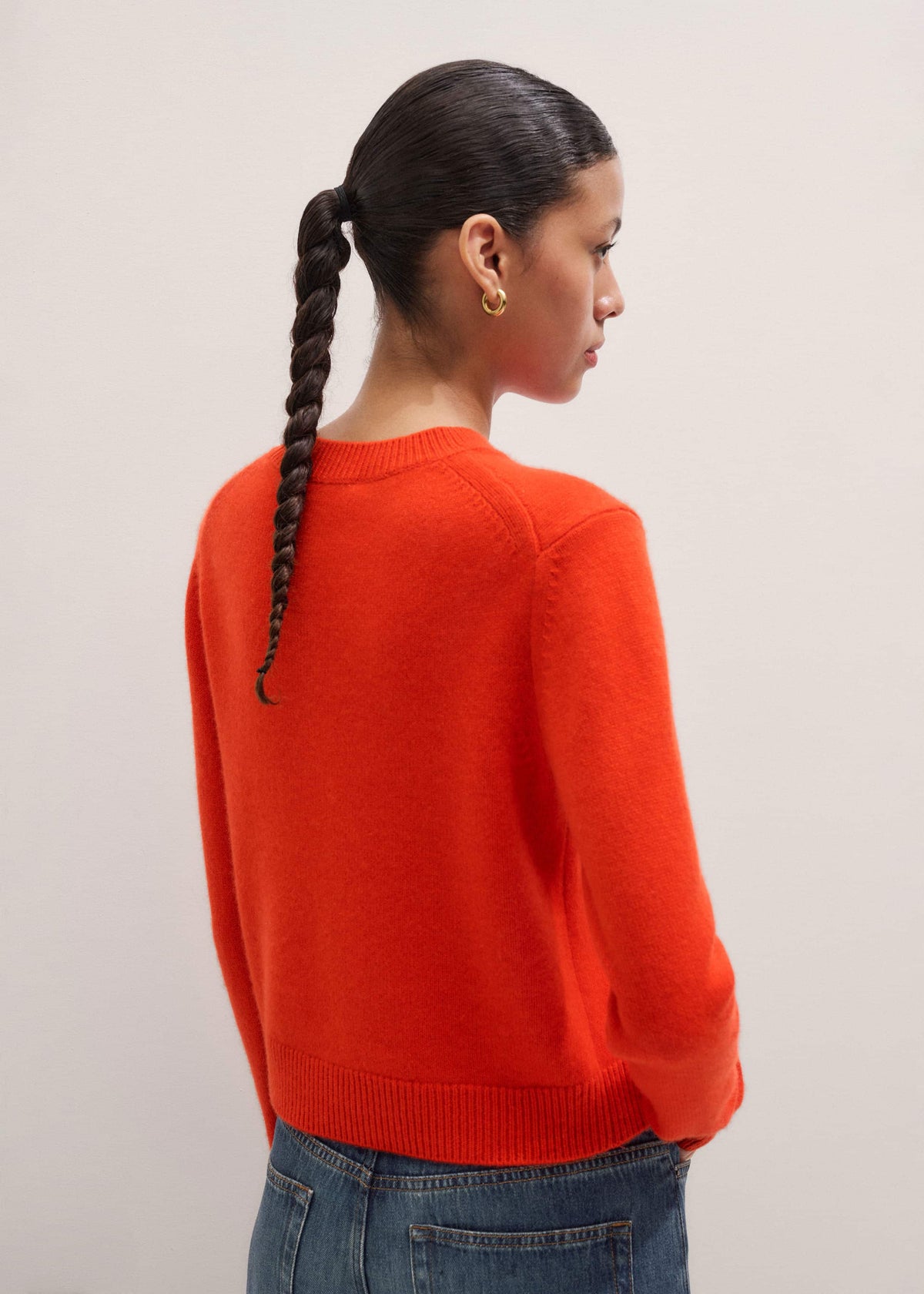 Orange Cashmere Relaxed Crop Sweater | ME+EM