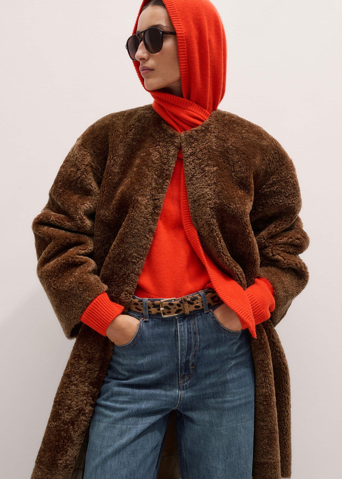 Orange Cashmere Relaxed Crop Sweater | ME+EM