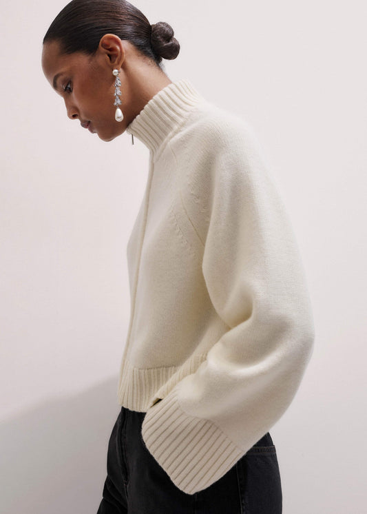 Cream Two-Way Zip Jacket | ME+EM